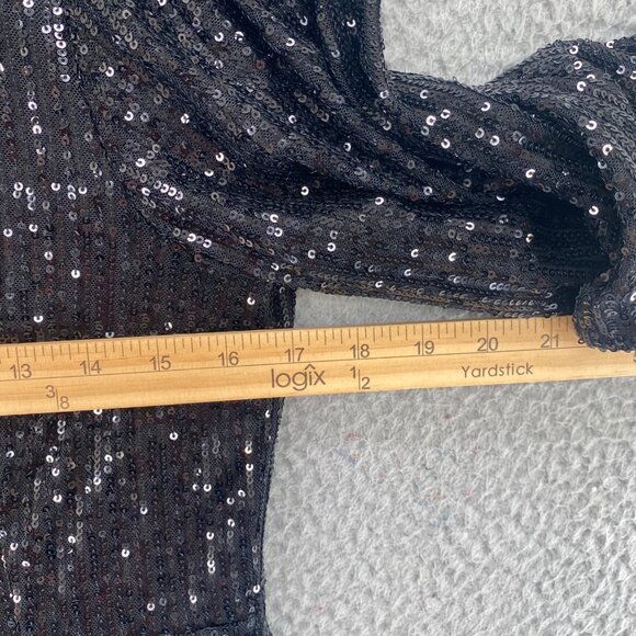 Old Navy Dress Womens Medium Black Jack Sequin Mini Short Bell Sleeve Cutout NWT - Picture 8 of 11